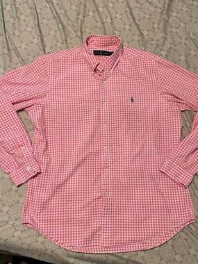 Ralph Lauren Pink Gingham Button-Down Shirt Men’s L